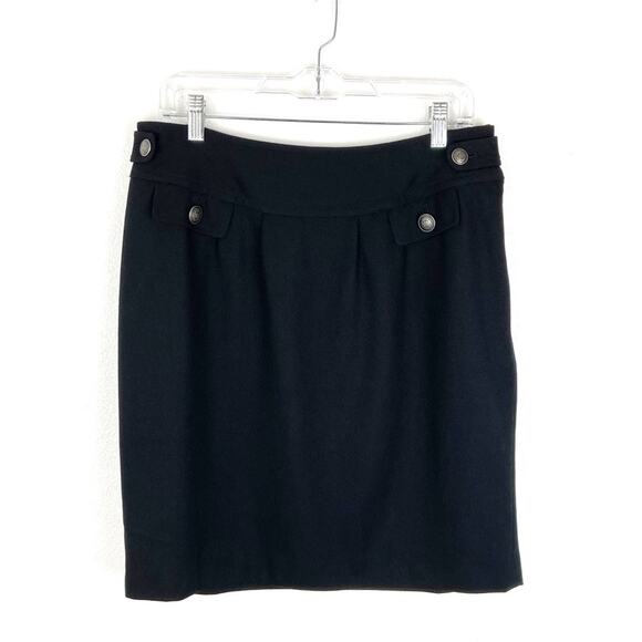 Banana Republic Wool Blend Short Straight Skirt Dark Academia Size 10 Black - Picture 1 of 8
